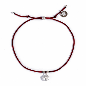 Fortune Cookie String Bracelet (Burgundy) - Silver